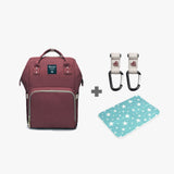 Wickelrucksack Set Uni in Russet Rot mit Kinderwagenhaken und Wickelunterlage